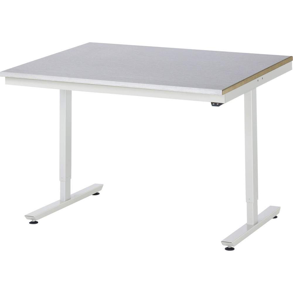 Illustration du produit: RAU Table de travail à réglage électrique de la hauteur Série adlatus 300, HxlxP 720-1 120 x 1 250 x 1 000 mm, plan de travail avec revêtement en tôle d’acier inoxydable