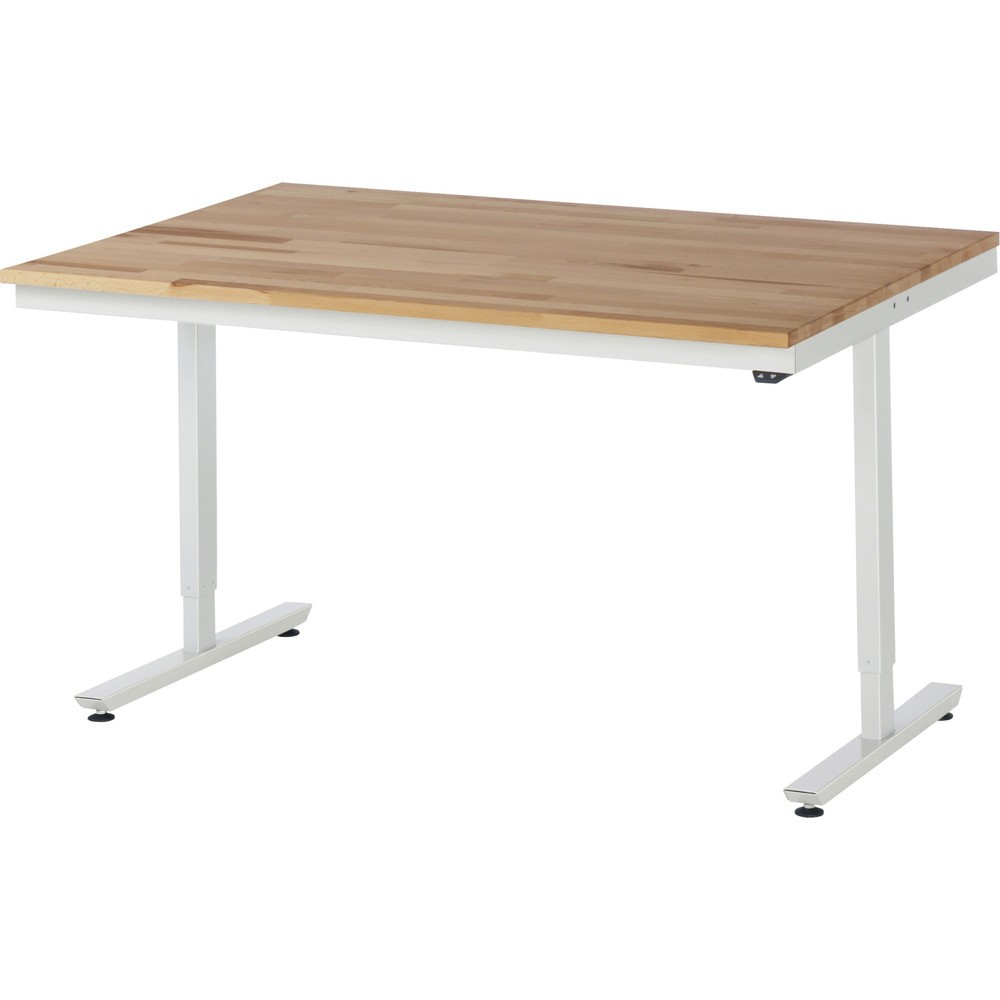 Illustration du produit: RAU Table de travail à réglage électrique de la hauteur Série adlatus 300, HxlxP 720-1 120 x 1 500 x 1 000 mm, plan de travail en hêtre massif