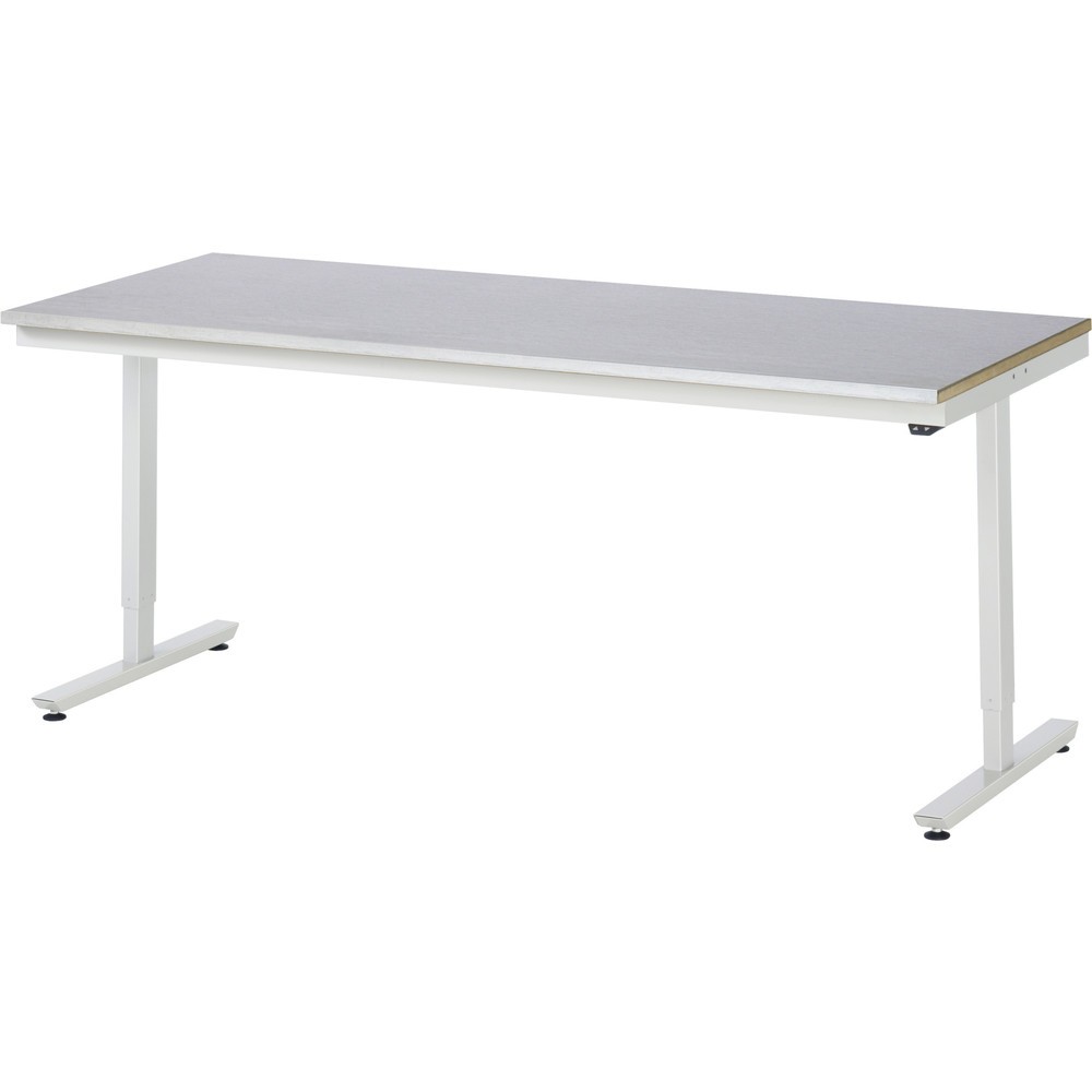 Illustration du produit: RAU Table de travail à réglage électrique de la hauteur Série adlatus 300, HxlxP 720-1 120 x 2 000 x 800 mm, plan de travail avec revêtement en tôle d’acier inoxydable