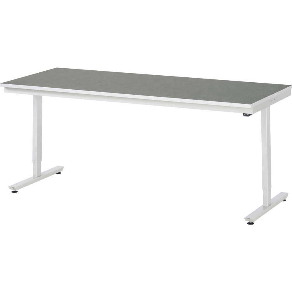 Illustration du produit: RAU Table de travail à réglage électrique de la hauteur Série adlatus 300, HxlxP 720-1 120 x 2 000 x 800 mm, plan de travail avec revêtement universel/linoléum