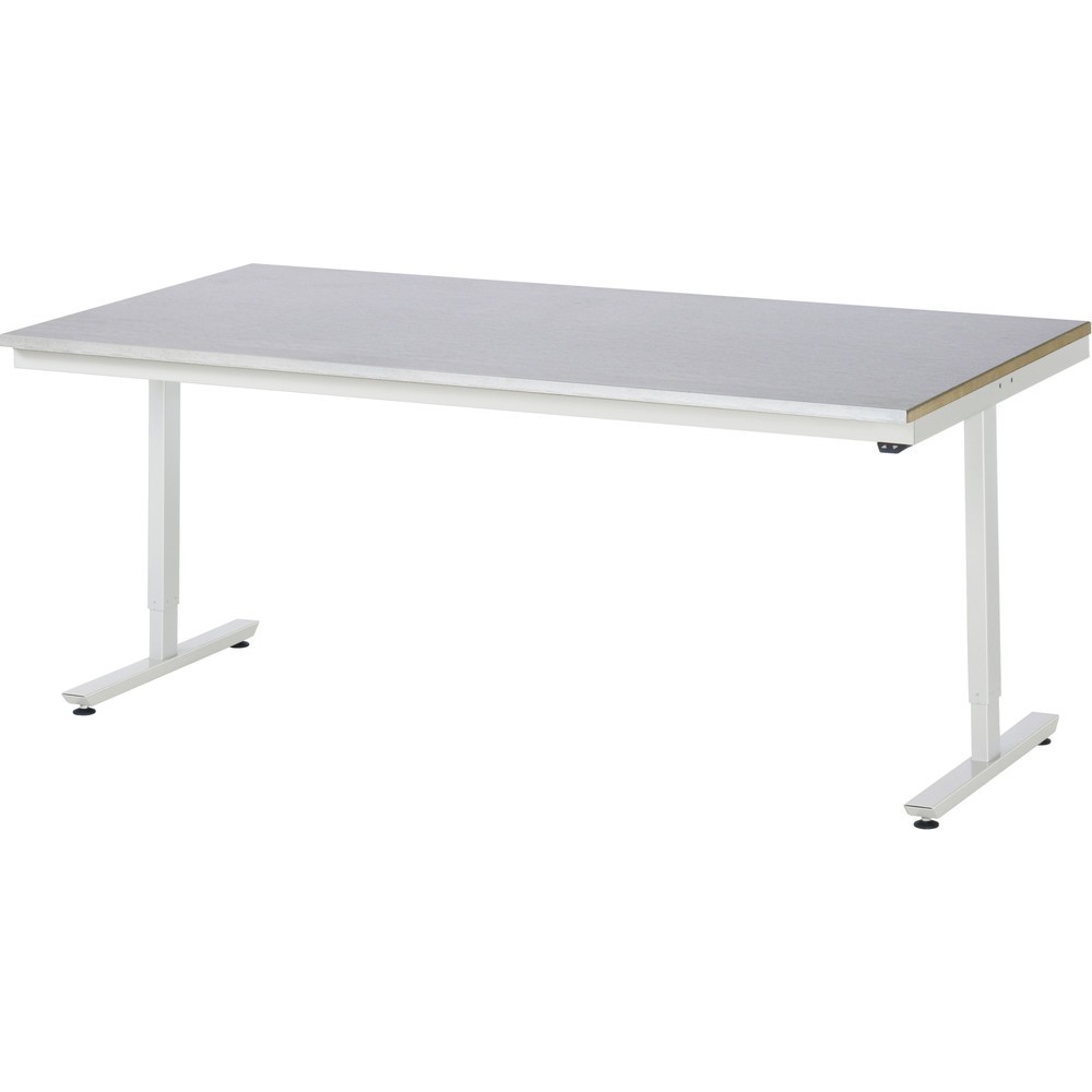 Illustration du produit: RAU Table de travail à réglage électrique de la hauteur Série adlatus 300, HxlxP 720-1 120 x 2 000 x 1 000 mm, plan de travail avec revêtement en tôle d’acier