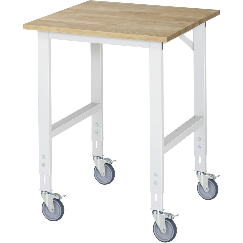 Produktabbildung Nr. 1: RAU Table de travail mobile réglable en hauteur Série TOM, hauteur 910-1 230 mm, lxP 750 x 800 mm, plan de travail en hêtre massif
