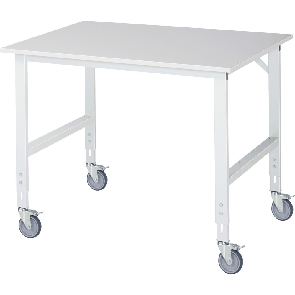 Produktabbildung Nr. 1: RAU Table de travail mobile réglable en hauteur Série TOM, hauteur 910-1 230 mm, lxP 1 250 x 1 000 mm, plan de travail avec revêtement en mélamine