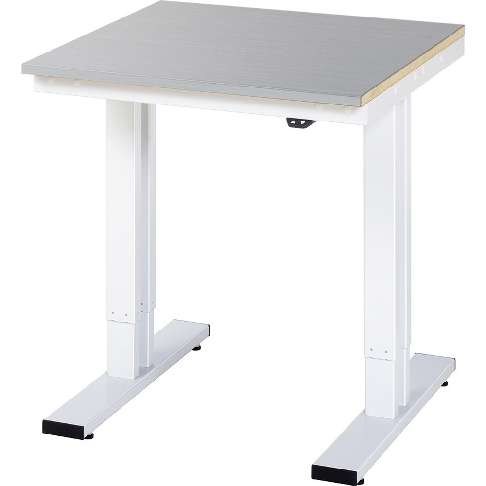 Illustration du produit: RAU Table pour poste de travail à réglage électrique de la hauteur série adlatus 300, HxlxP 720-1 120 x 750 x 800 mm, plan de travail en tôle d’acier inoxydable