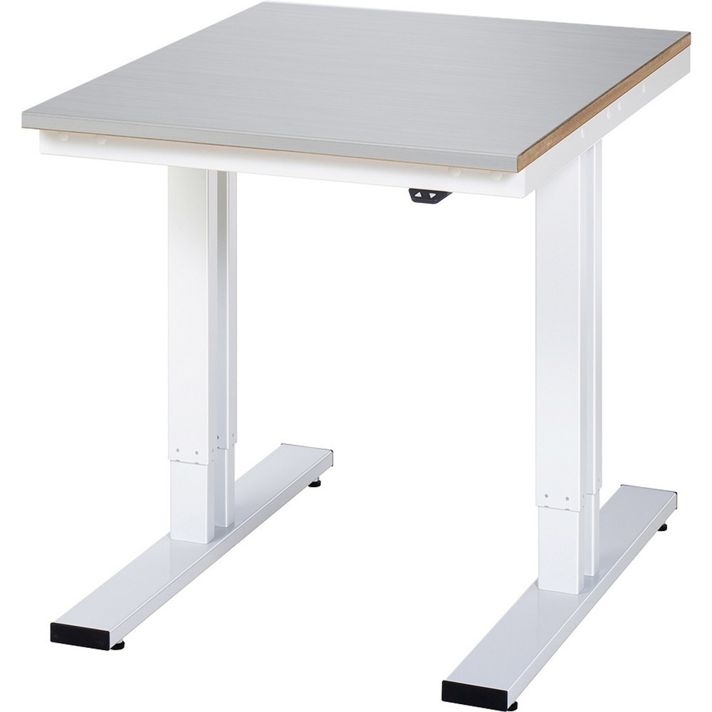 Illustration du produit: RAU Table pour poste de travail à réglage électrique de la hauteur série adlatus 300, HxlxP 720-1 120 x 750 x 1 000 mm, plan de travail en tôle d’acier inoxydable