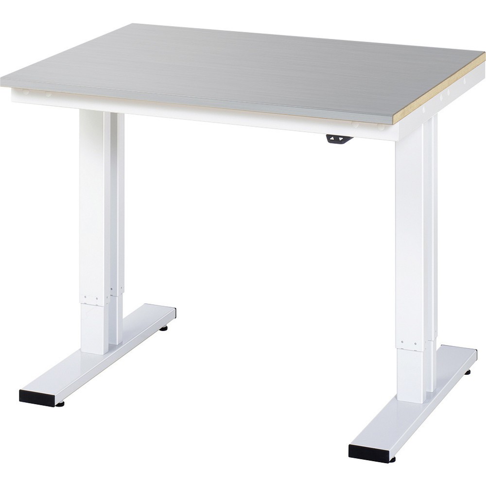Illustration du produit: RAU Table pour poste de travail à réglage électrique de la hauteur série adlatus 300, HxlxP 720-1 120 x 1 000 x 800 mm, plan de travail en tôle d’acier inoxydable