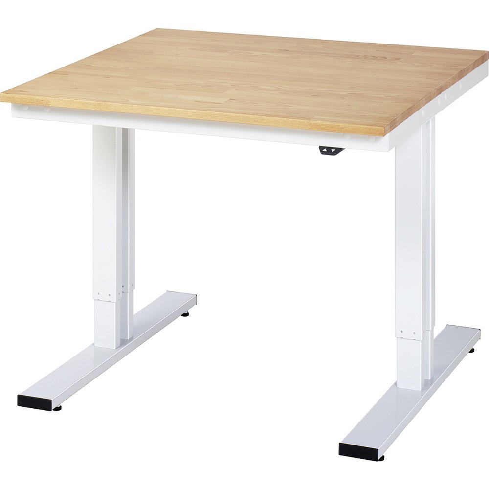 Illustration du produit: RAU Table pour poste de travail à réglage électrique de la hauteur série adlatus 300, HxlxP 720-1 120 x 1 000 x 1 000 mm, plan de travail en hêtre massif