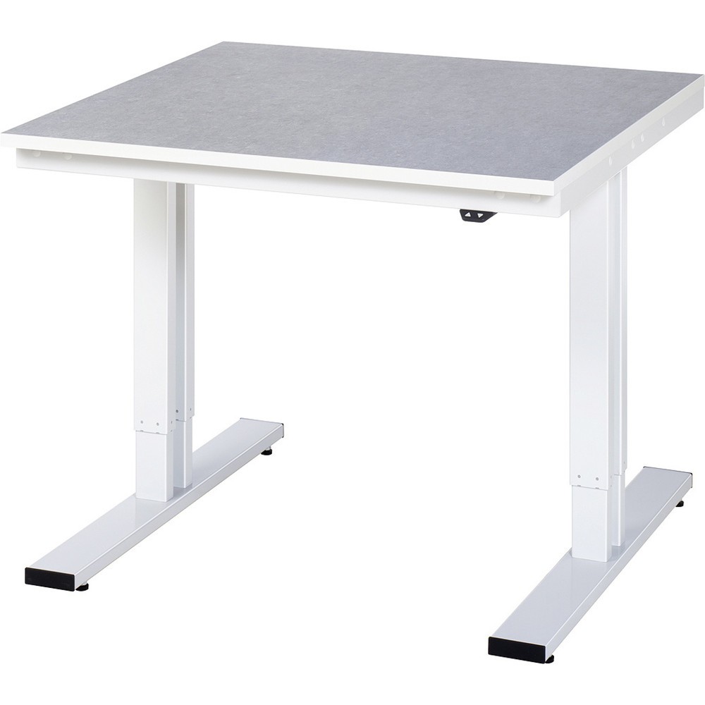Illustration du produit: RAU Table pour poste de travail à réglage électrique de la hauteur série adlatus 300, HxlxP 720-1 120 x 1 000 x 1 000 mm, plan de travail en revêtement linoléum / universel