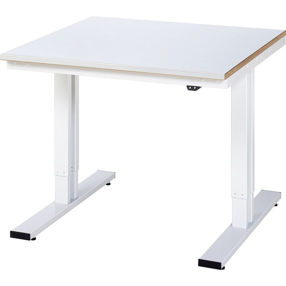 Illustration du produit: RAU Table pour poste de travail à réglage électrique de la hauteur série adlatus 300, HxlxP 720-1 120 x 1 000 x 1 000 mm, plan de travail recouvert de tôle d’acier