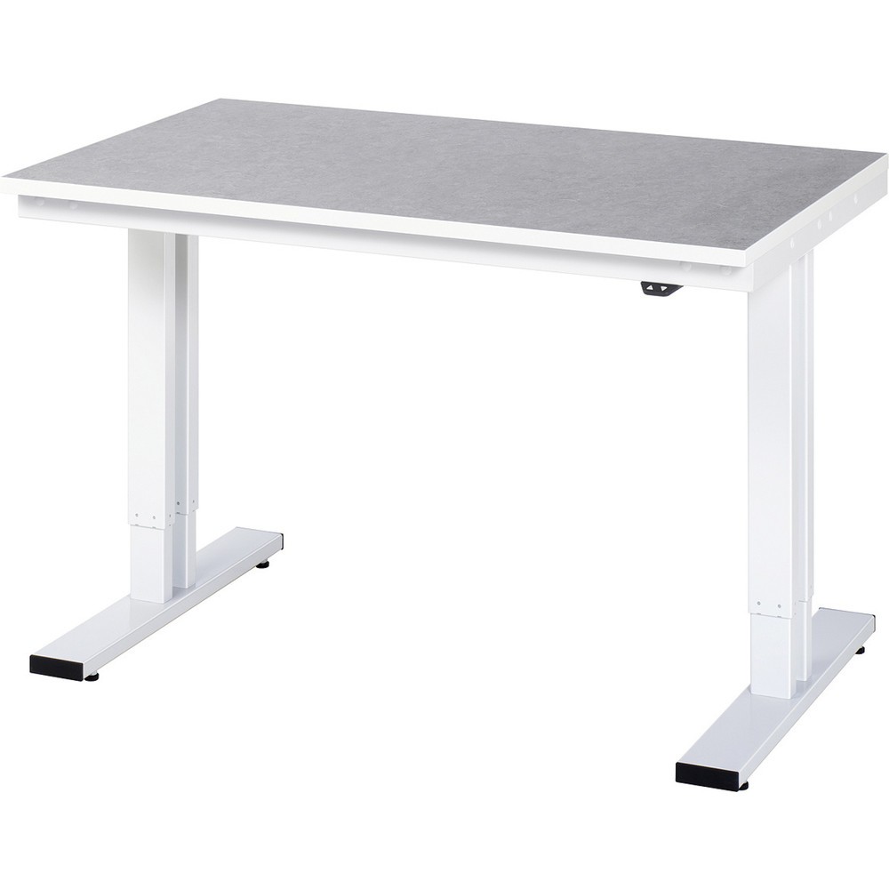 Illustration du produit: RAU Table pour poste de travail à réglage électrique de la hauteur série adlatus 300, HxlxP 720-1 120 x 1 250 x 800 mm, plan de travail en revêtement linoléum / universel