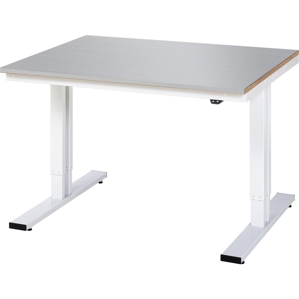 Illustration du produit: RAU Table pour poste de travail à réglage électrique de la hauteur série adlatus 300, HxlxP 720-1 120 x 1 250 x 1 000 mm, plan de travail en tôle d’acier inoxydable