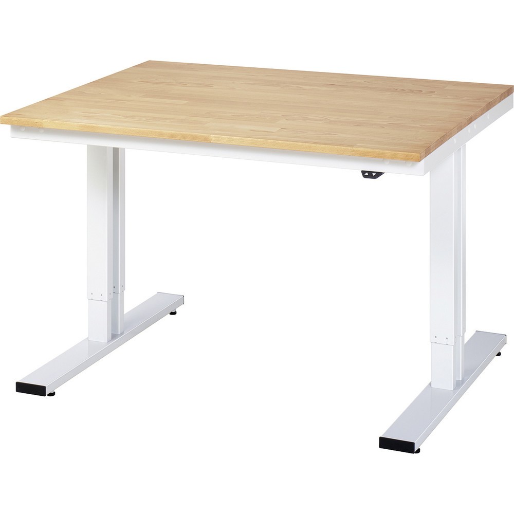 Illustration du produit: RAU Table pour poste de travail à réglage électrique de la hauteur série adlatus 300, HxlxP 720-1 120 x 1 250 x 1 000 mm, plan de travail en hêtre massif