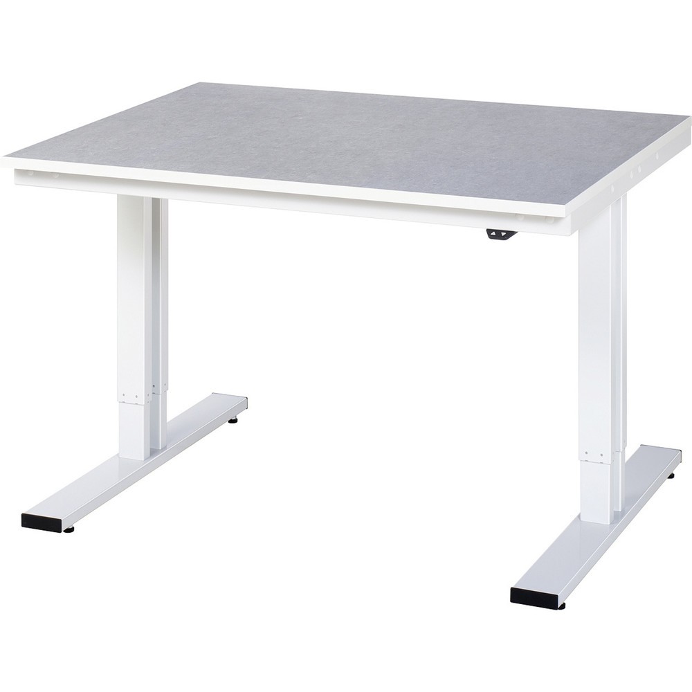 Illustration du produit: RAU Table pour poste de travail à réglage électrique de la hauteur série adlatus 300, HxlxP 720-1 120 x 1 250 x 1 000 mm, plan de travail en revêtement linoléum / universel