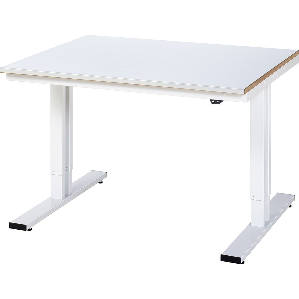 Illustration du produit: RAU Table pour poste de travail à réglage électrique de la hauteur série adlatus 300, HxlxP 720-1 120 x 1 250 x 1 000 mm, plan de travail recouvert de tôle d’acier