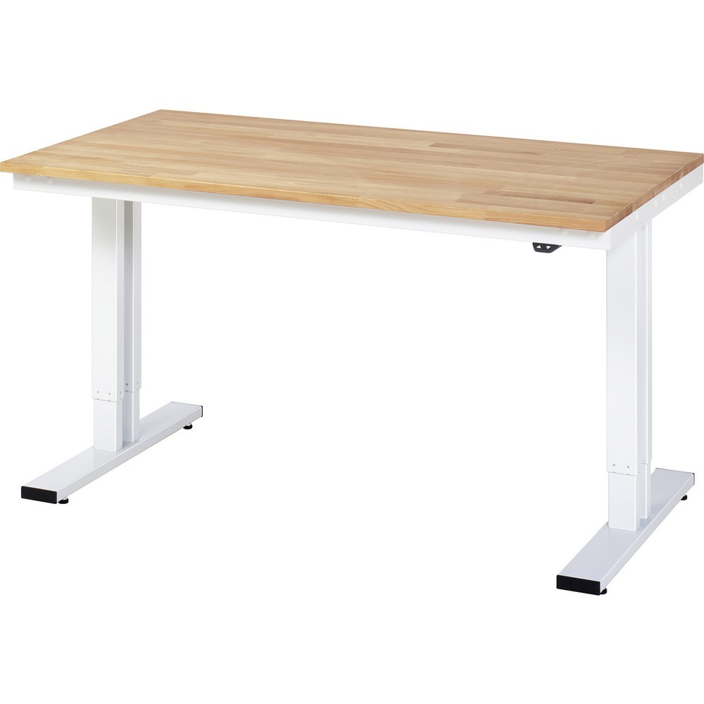 Illustration du produit: RAU Table pour poste de travail à réglage électrique de la hauteur série adlatus 300, HxlxP 720-1 120 x 1 500 x 800 mm, plan de travail en hêtre massif