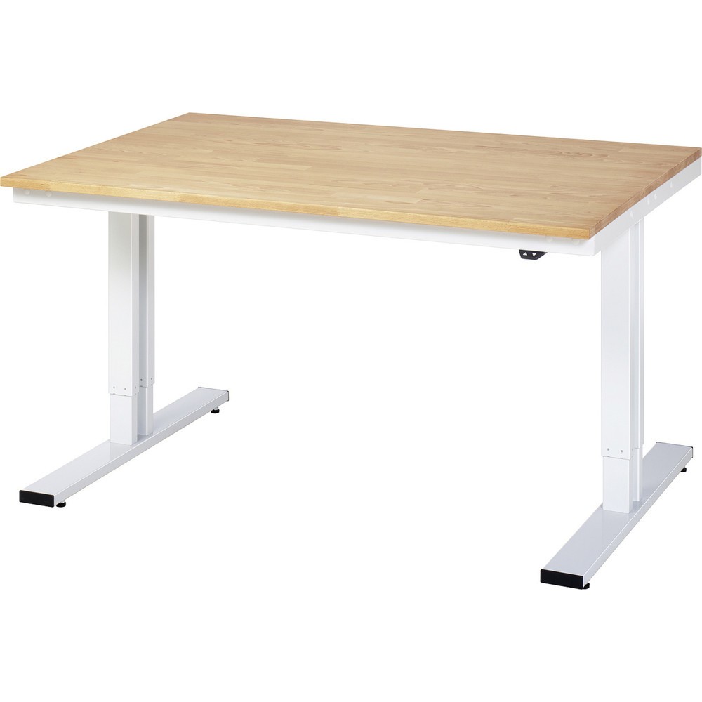 Illustration du produit: RAU Table pour poste de travail à réglage électrique de la hauteur série adlatus 300, HxlxP 720-1 120 x 1 500 x 1 000 mm, plan de travail en hêtre massif