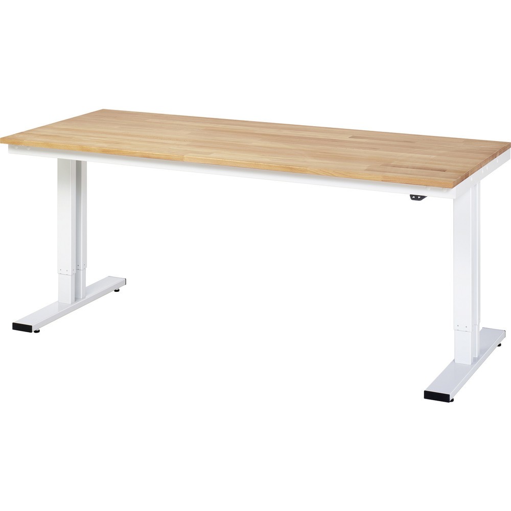 Illustration du produit: RAU Table pour poste de travail à réglage électrique de la hauteur série adlatus 300, HxlxP 720-1 120 x 2 000 x 800 mm, plan de travail en hêtre massif