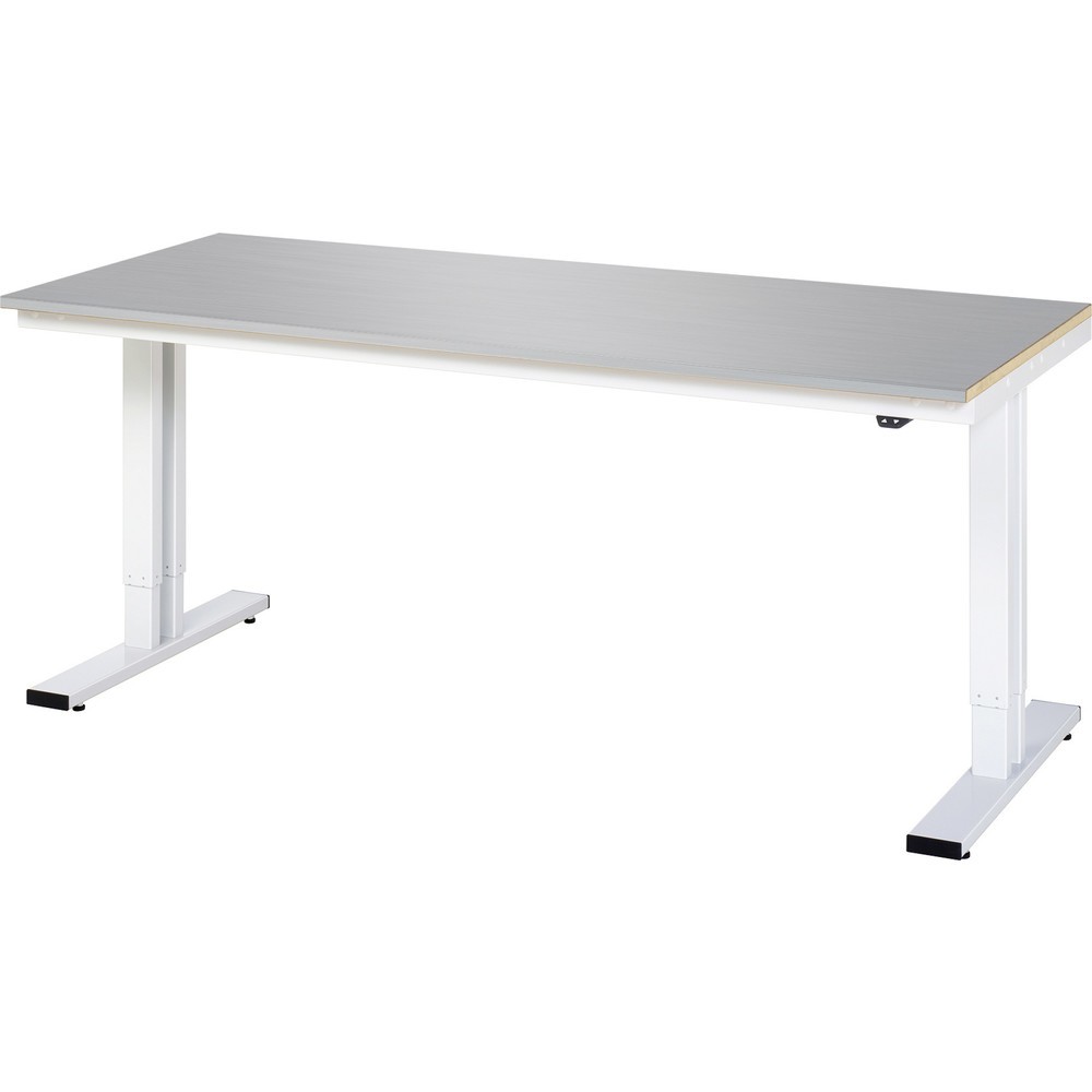 Illustration du produit: RAU Table pour poste de travail à réglage électrique de la hauteur série adlatus 300, HxlxP 720-1 120 x 2 000 x 800 mm, plan de travail en tôle d’acier inoxydable