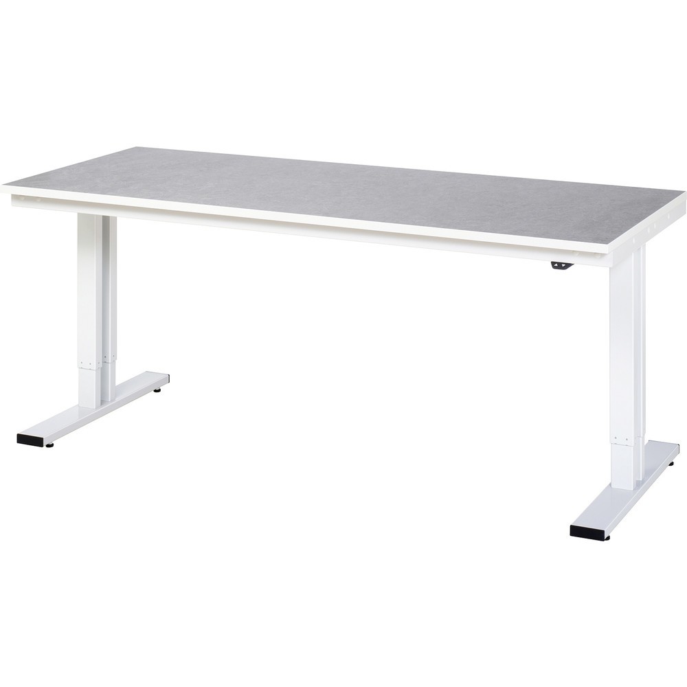 Illustration du produit: RAU Table pour poste de travail à réglage électrique de la hauteur série adlatus 300, HxlxP 720-1 120 x 2 000 x 800 mm, plan de travail en revêtement linoléum / universel