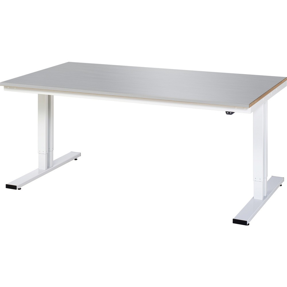 Illustration du produit: RAU Table pour poste de travail à réglage électrique de la hauteur série adlatus 300, HxlxP 720-1 120 x 2 000 x 1 000 mm, plan de travail en tôle d’acier inoxydable