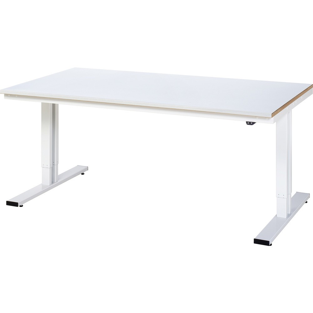 Illustration du produit: RAU Table pour poste de travail à réglage électrique de la hauteur série adlatus 300, HxlxP 720-1 120 x 2 000 x 1 000 mm, plan de travail recouvert de tôle d’acier