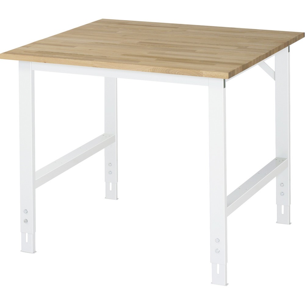 Illustration du produit: RAU Table pour poste de travail réglable en hauteur série TOM, HxlxP 760-1 080 x 1 000 x 1 000 mm, plan de travail en hêtre massif