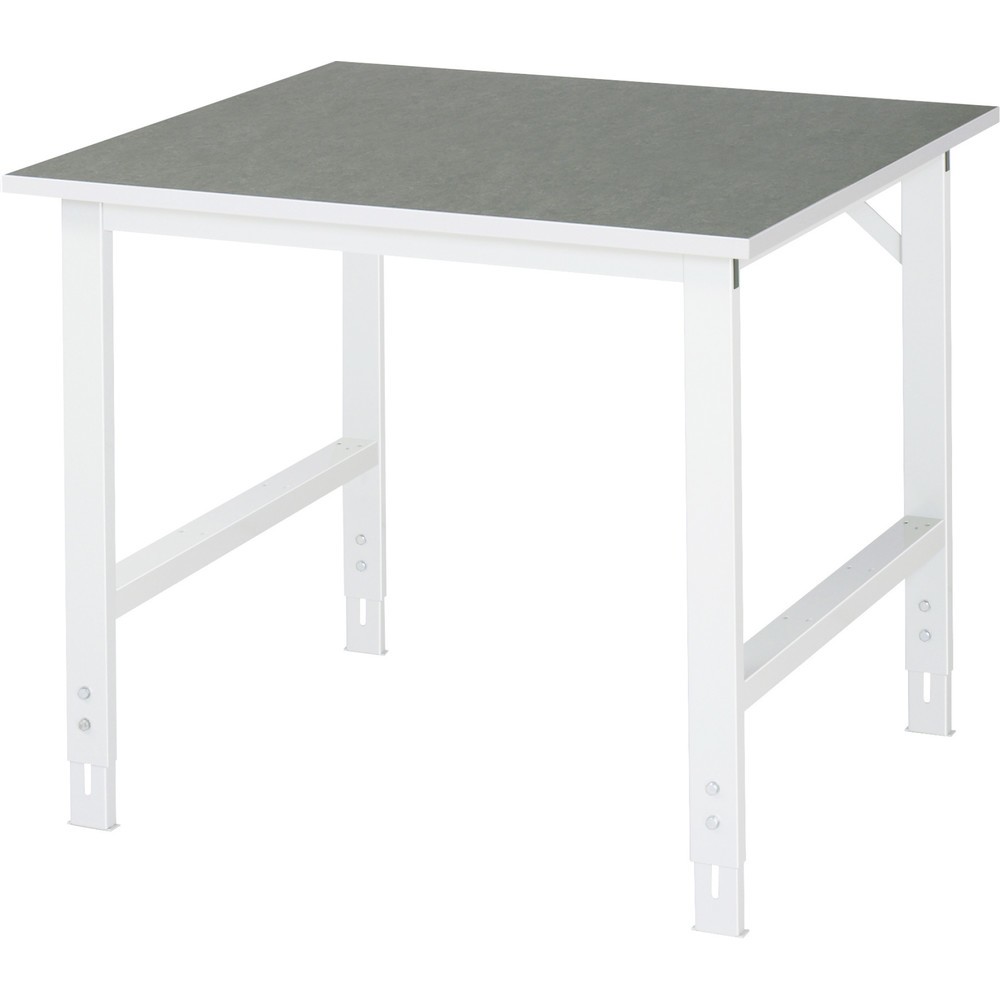 Produktabbildung Nr. 1: RAU Table pour poste de travail réglable en hauteur série TOM, HxlxP 760-1 080 x 1 000 x 1 000 mm, plan de travail en revêtement linoléum / universel
