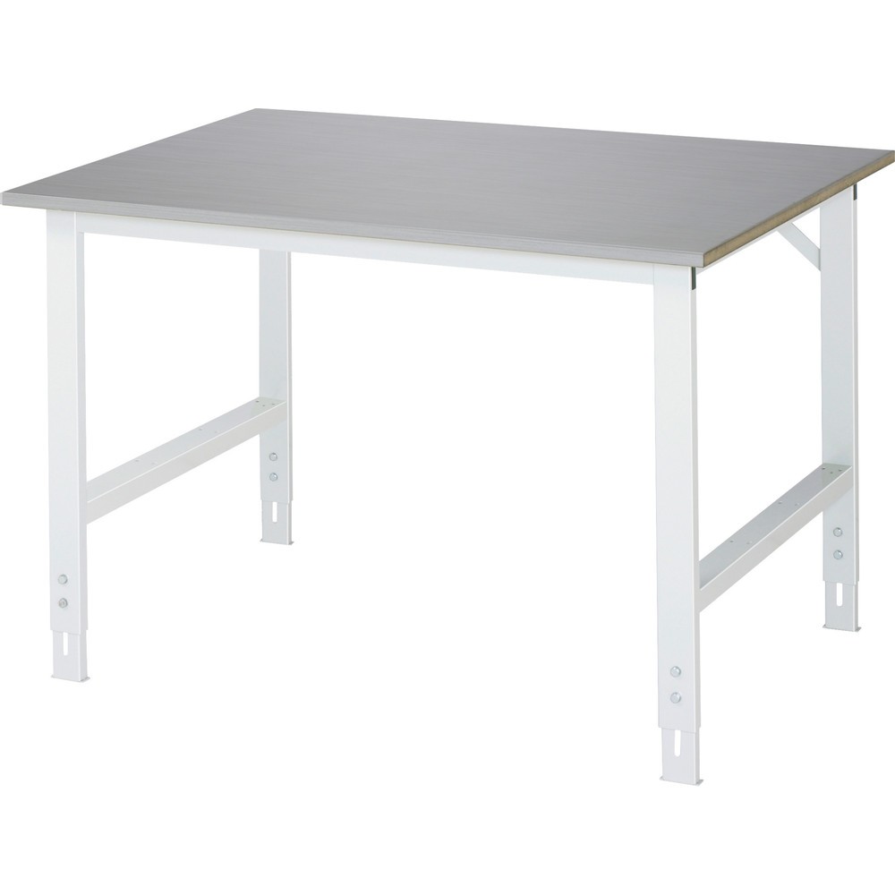 Illustration du produit: RAU Table pour poste de travail réglable en hauteur série TOM, HxlxP 760-1 080 x 1 250 x 1 000 mm, plan de travail en tôle d’acier inoxydable