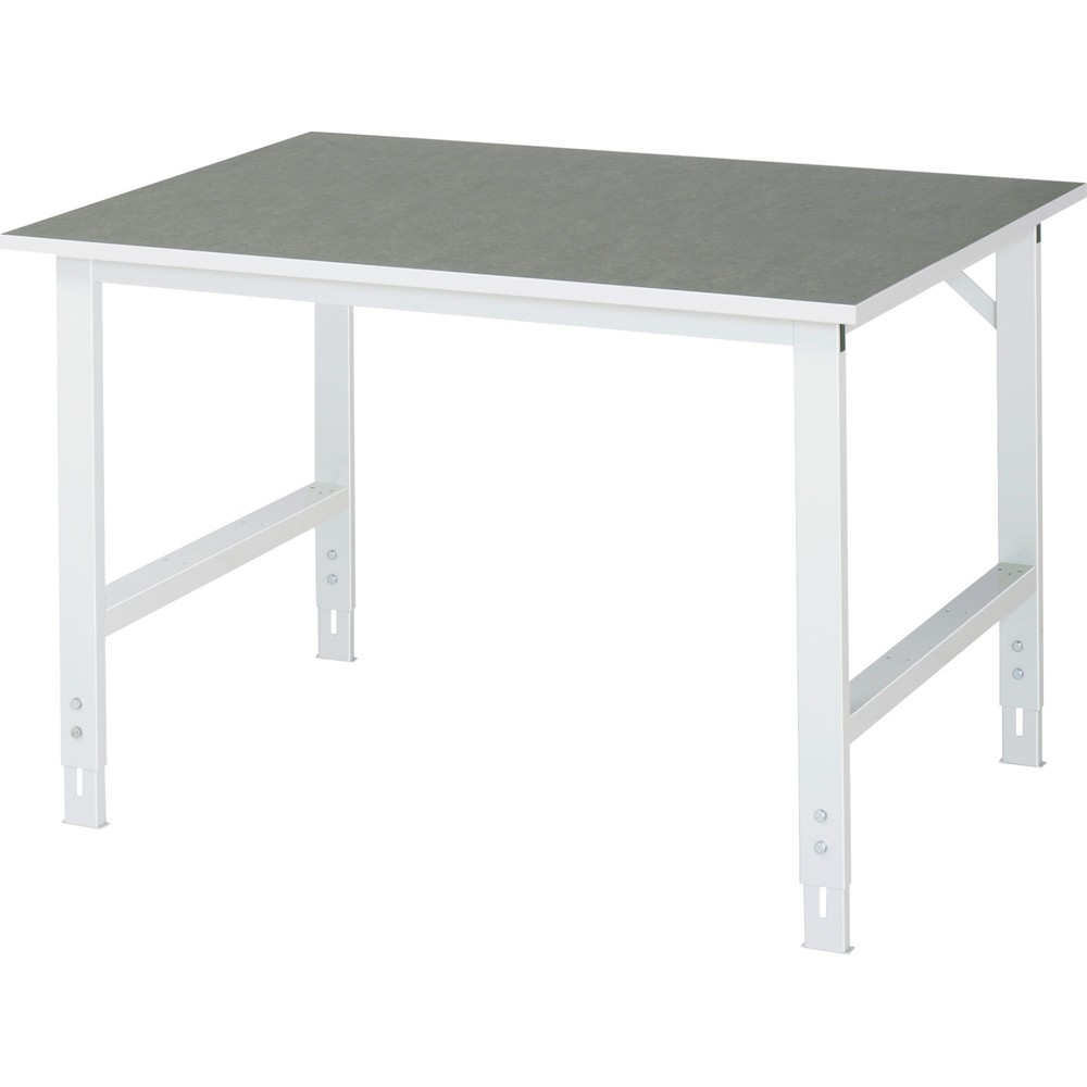 Illustration du produit: RAU Table pour poste de travail réglable en hauteur série TOM, HxlxP 760-1 080 x 1 250 x 1 000 mm, plan de travail en revêtement linoléum / universel