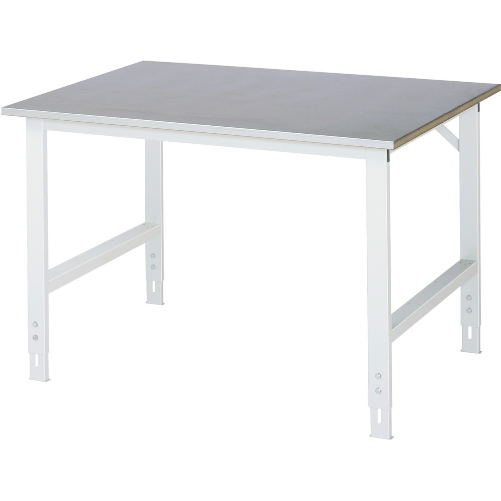 Illustration du produit: RAU Table pour poste de travail réglable en hauteur série TOM, HxlxP 760-1 080 x 1 250 x 1 000 mm, plan de travail recouvert de tôle d’acier