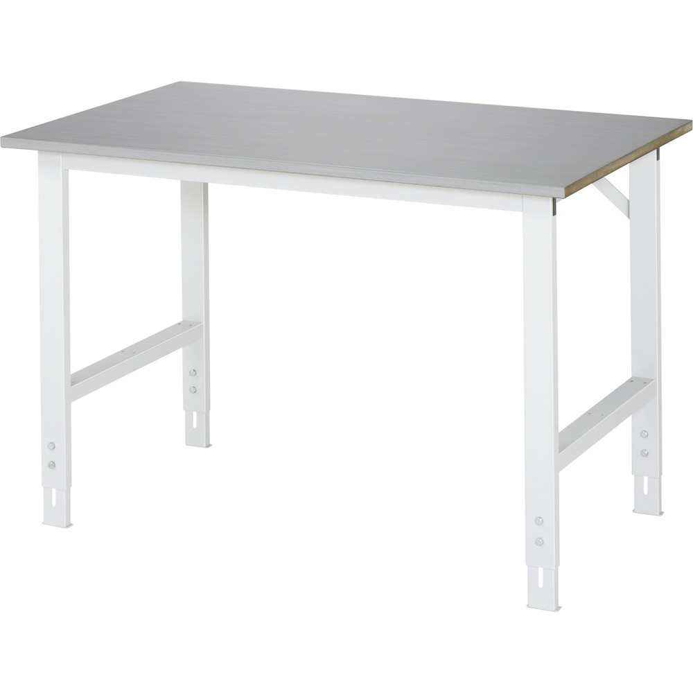 Illustration du produit: RAU Table pour poste de travail réglable en hauteur série TOM, HxlxP 760-1 080 x 1 250 x 800 mm, plan de travail en tôle d’acier inoxydable