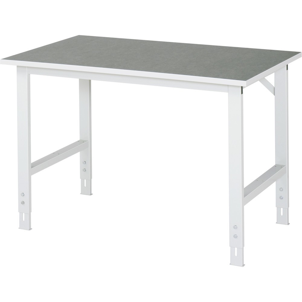 Illustration du produit: RAU Table pour poste de travail réglable en hauteur série TOM, HxlxP 760-1 080 x 1 250 x 800 mm, plan de travail en revêtement linoléum / universel
