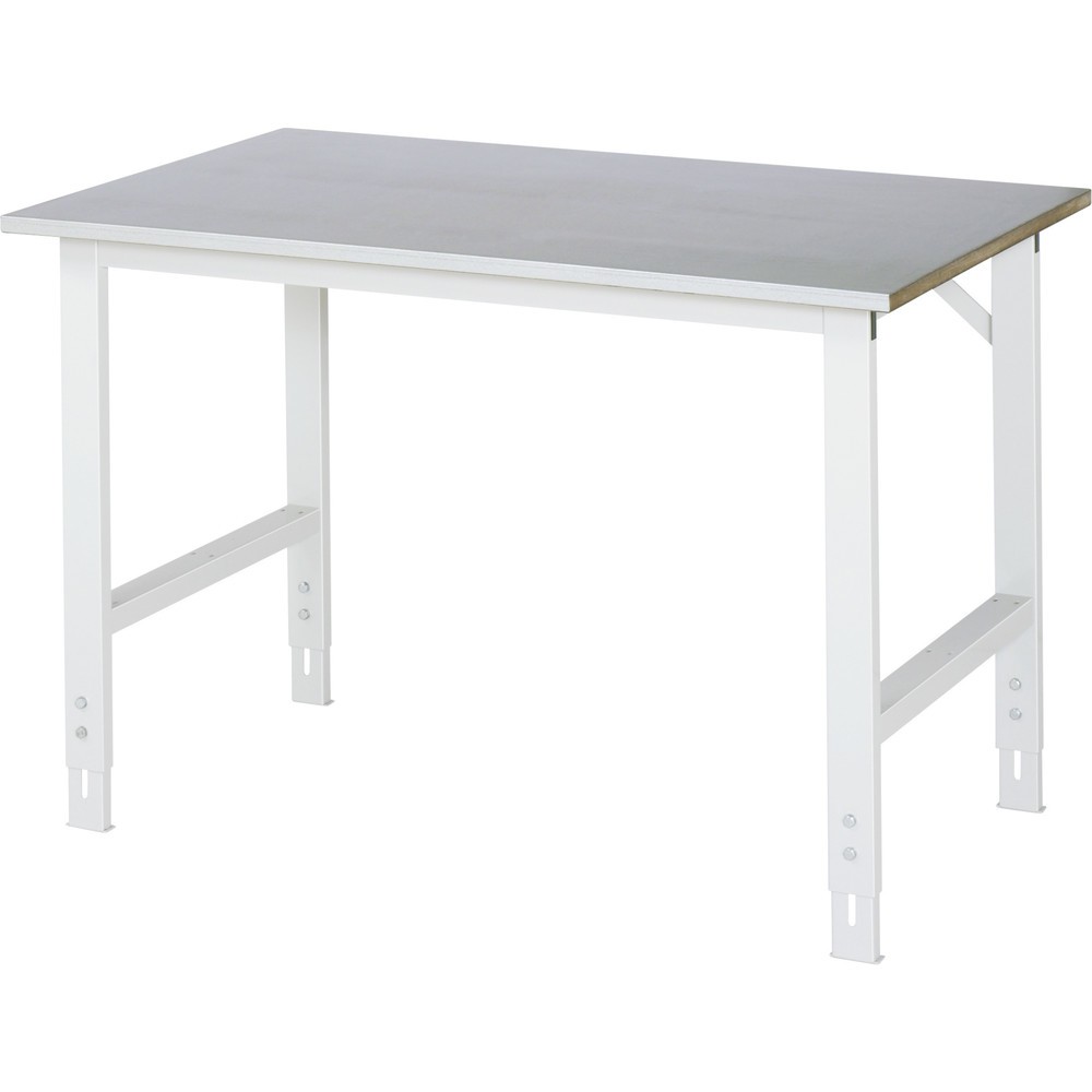 Illustration du produit: RAU Table pour poste de travail réglable en hauteur série TOM, HxlxP 760-1 080 x 1 250 x 800 mm, plan de travail recouvert de tôle d’acier