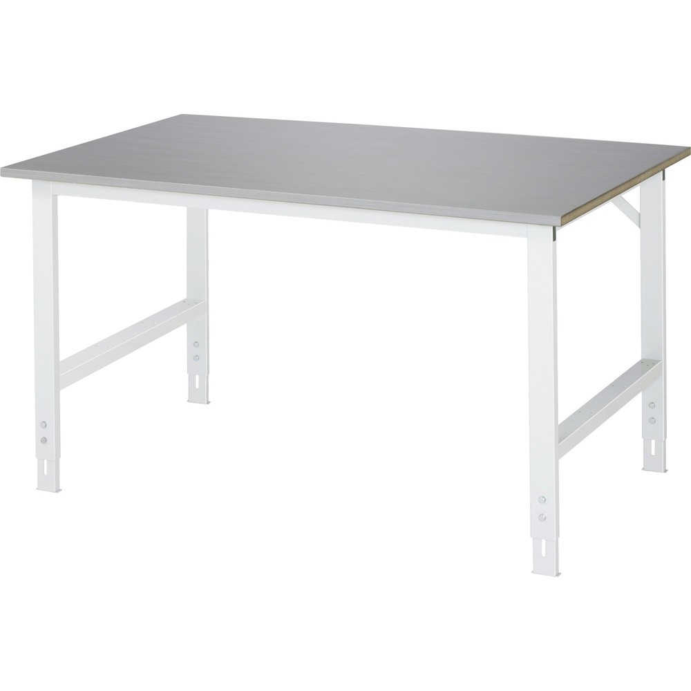 Illustration du produit: RAU Table pour poste de travail réglable en hauteur série TOM, HxlxP 760-1 080 x 1 500 x 1 000 mm, plan de travail en tôle d’acier inoxydable