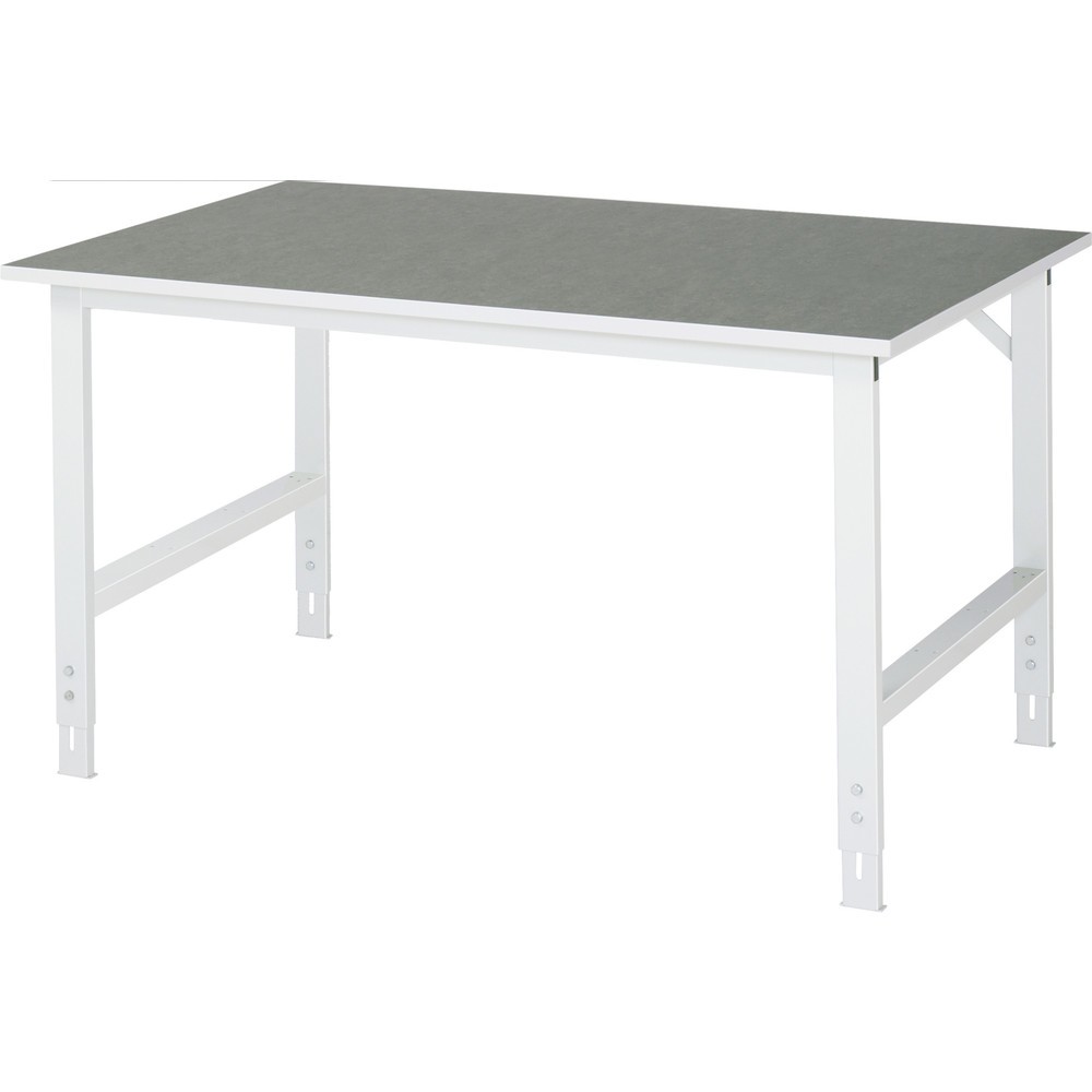 Illustration du produit: RAU Table pour poste de travail réglable en hauteur série TOM, HxlxP 760-1 080 x 1 500 x 1 000 mm, plan de travail en revêtement linoléum / universel