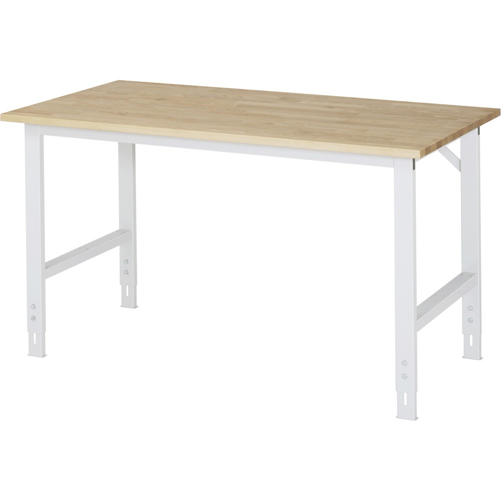 Illustration du produit: RAU Table pour poste de travail réglable en hauteur série TOM, HxlxP 760-1 080 x 1 500 x 800 mm, plan de travail en hêtre massif