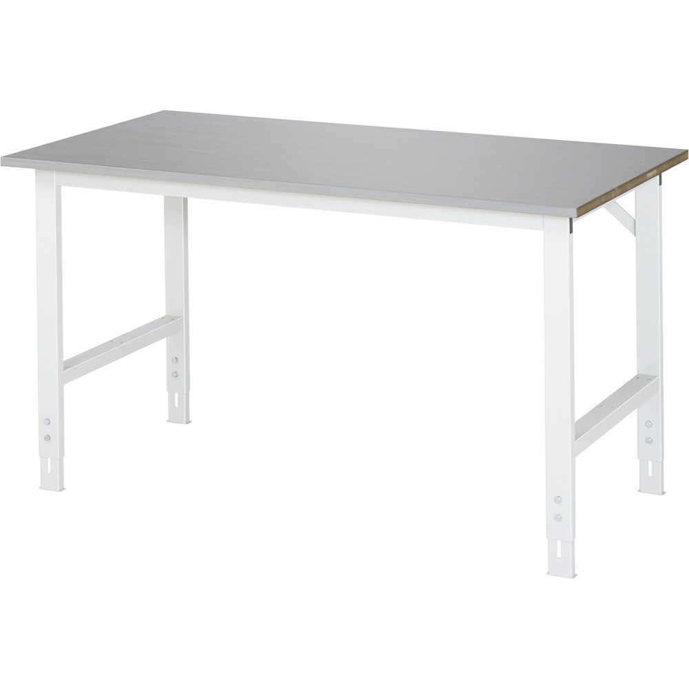 Illustration du produit: RAU Table pour poste de travail réglable en hauteur série TOM, HxlxP 760-1 080 x 1 500 x 800 mm, plan de travail en tôle d’acier inoxydable