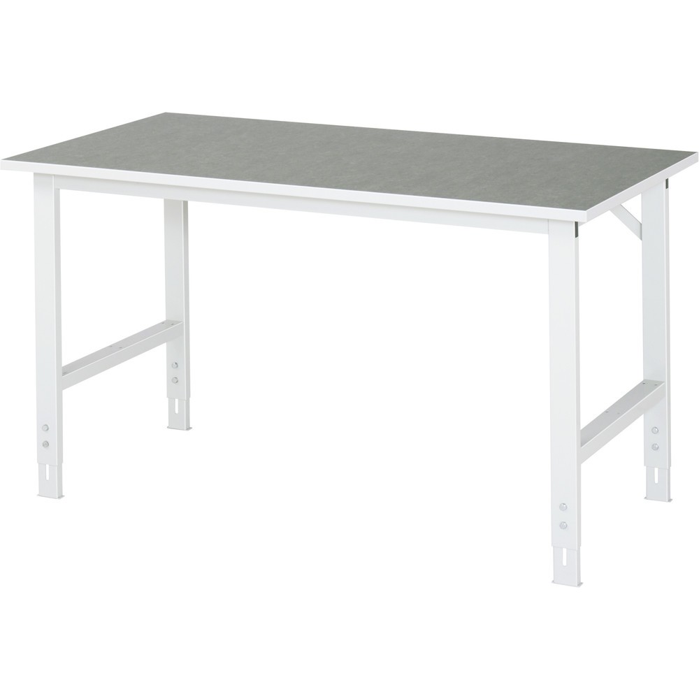 Illustration du produit: RAU Table pour poste de travail réglable en hauteur série TOM, HxlxP 760-1 080 x 1 500 x 800 mm, plan de travail en revêtement linoléum / universel