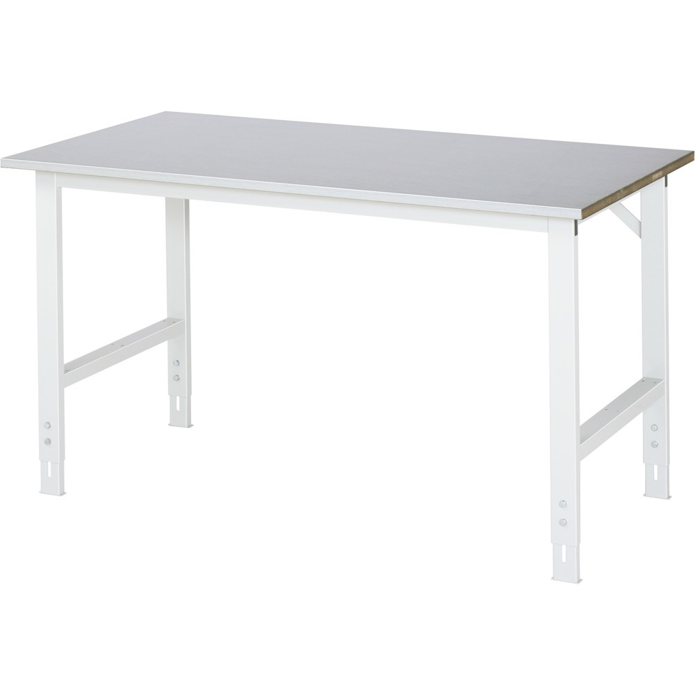 Illustration du produit: RAU Table pour poste de travail réglable en hauteur série TOM, HxlxP 760-1 080 x 1 500 x 800 mm, plan de travail recouvert de tôle d’acier