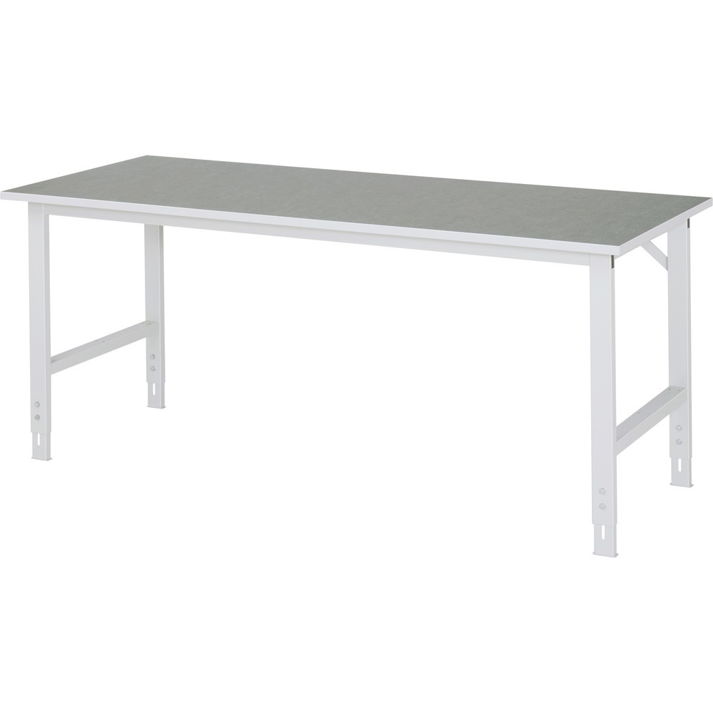 Illustration du produit: RAU Table pour poste de travail réglable en hauteur série TOM, HxlxP 760-1 080 x 2 000 x 800 mm, plan de travail en revêtement linoléum / universel