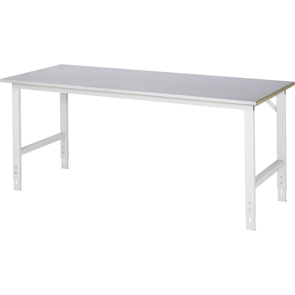 Illustration du produit: RAU Table pour poste de travail réglable en hauteur série TOM, HxlxP 760-1 080 x 2 000 x 800 mm, plan de travail recouvert de tôle d’acier
