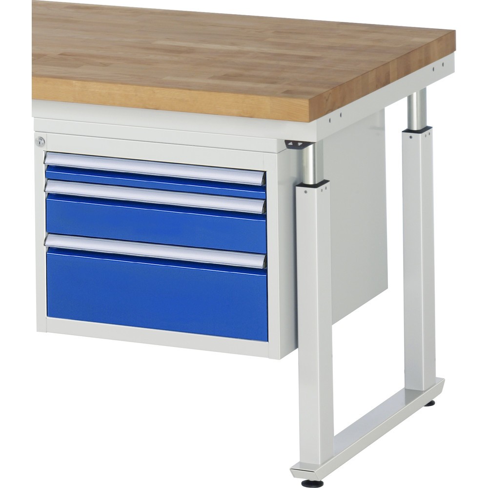 Produktabbildung: RAU Unterbau-Container Serie 7000, HxBxT 440 x 580 x 650 mm, für Werkbank Serie adlatus 600, mit 3 Schubladen