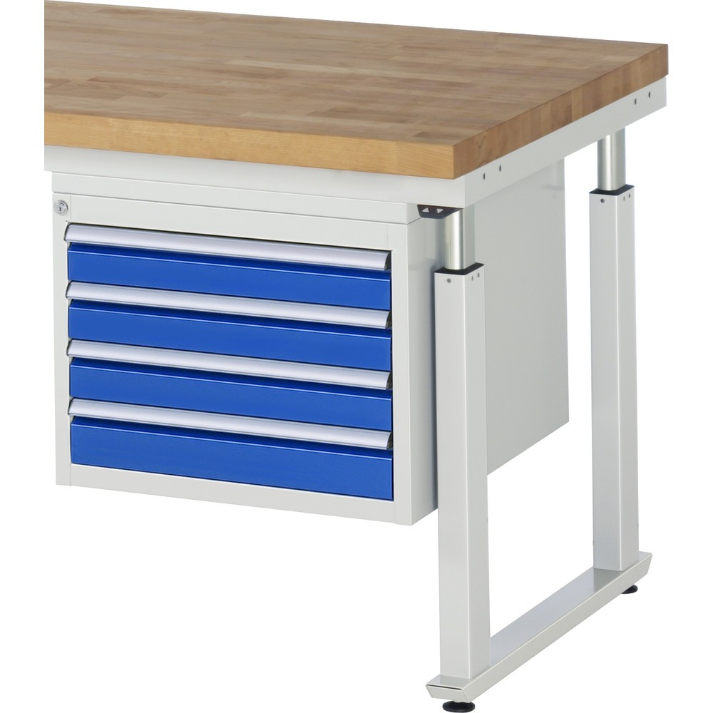 Produktabbildung: RAU Unterbau-Container Serie 7000, HxBxT 440 x 580 x 650 mm, für Werkbank Serie adlatus 600, mit 4 Schubladen