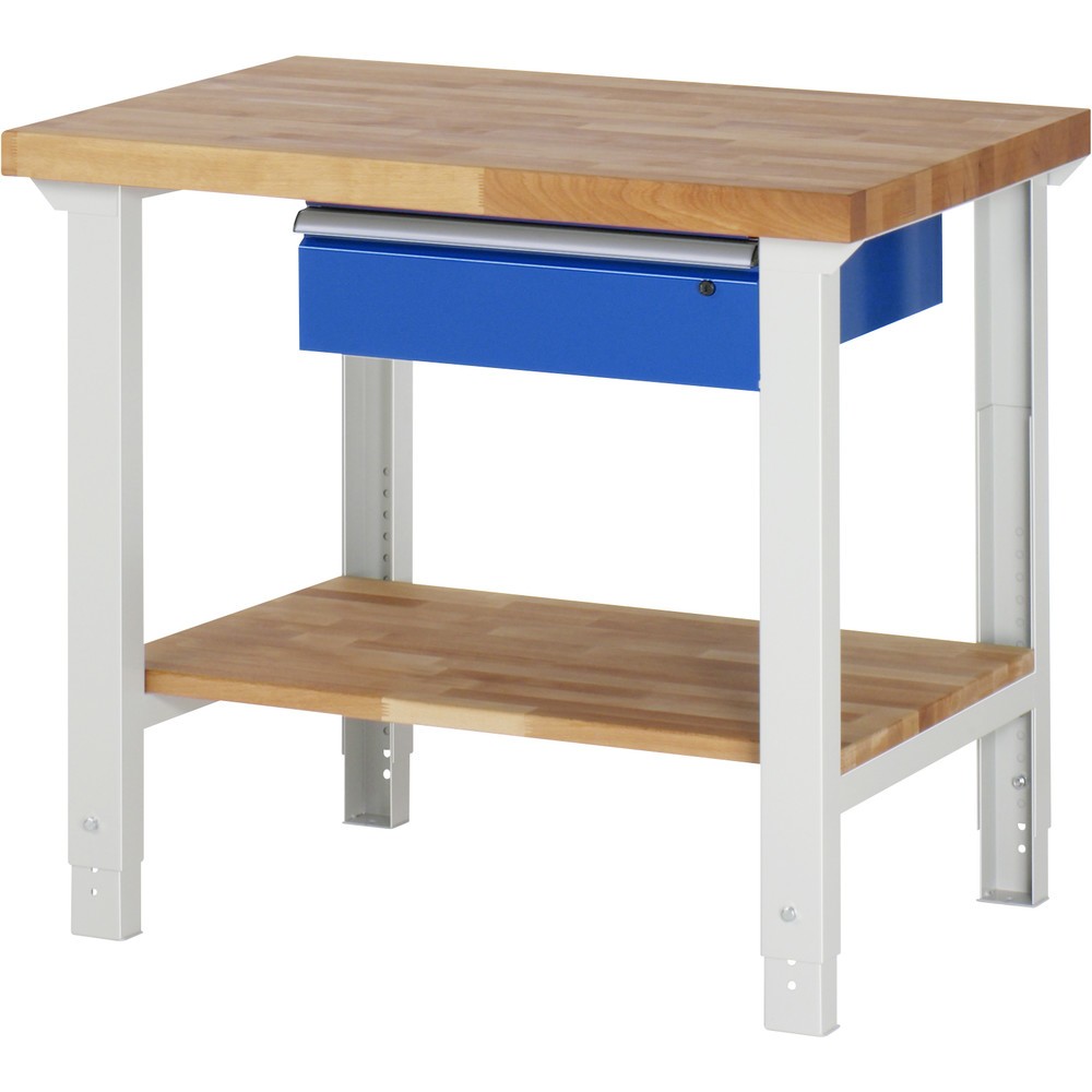 Produktabbildung Nr. 1: RAU Werkbank Serie 7000, HxBxT 790-1.140 x 1.000 x 700 mm, 1 Ablageboden, 1 Schublade, ErgoScript