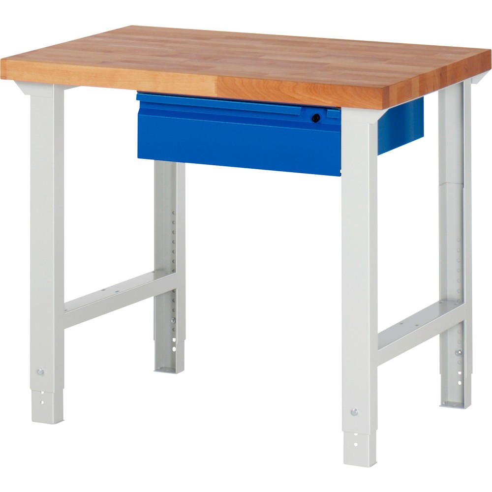 Produktabbildung Nr. 1: RAU Werkbank Serie 7000, HxBxT 790-1.140 x 1.000 x 700 mm, 1 Schublade, integrierte Griffleiste
