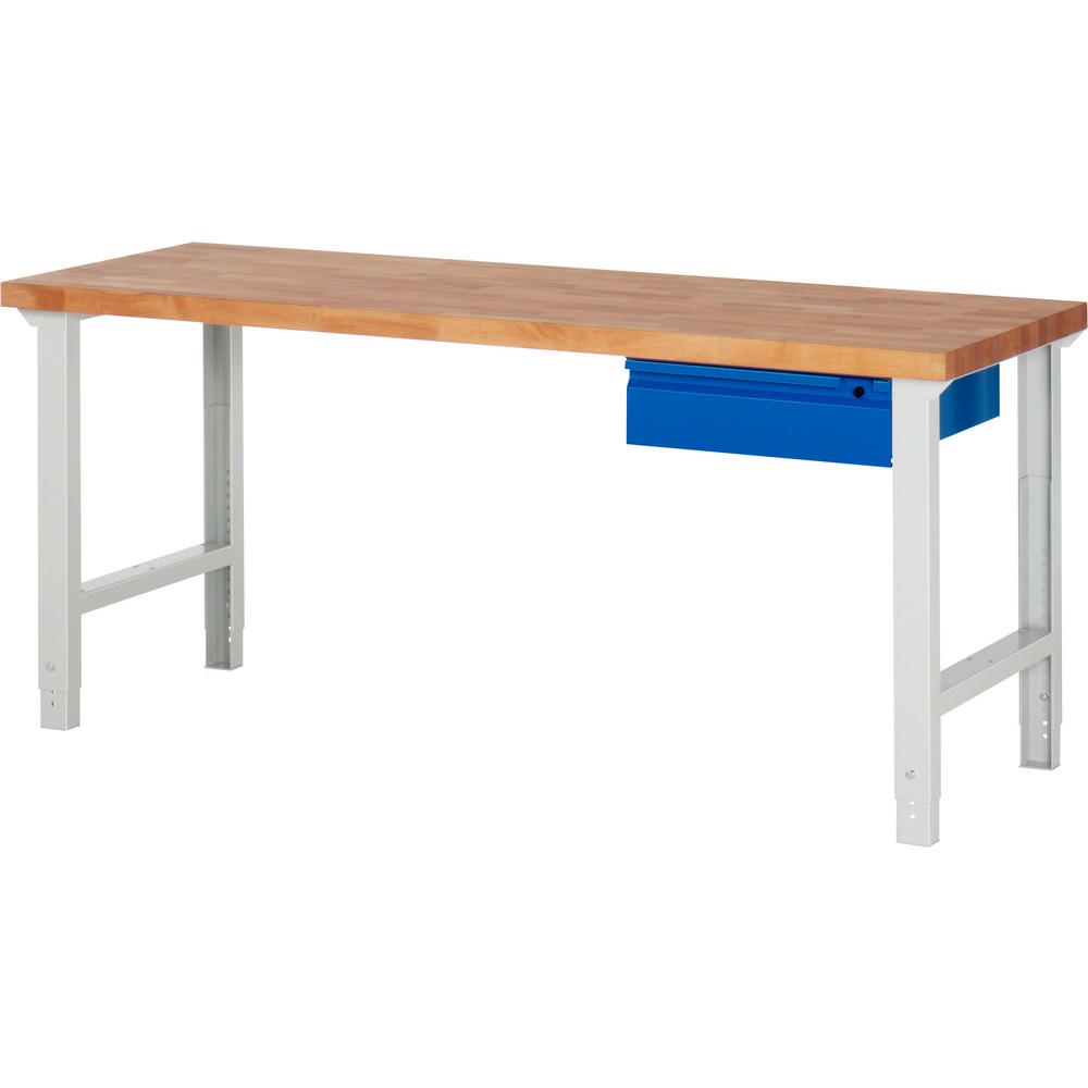 Produktabbildung Nr. 1: RAU Werkbank Serie 7000, HxBxT 790-1.140 x 2.000 x 700 mm, 1 Schublade, integrierte Griffleiste
