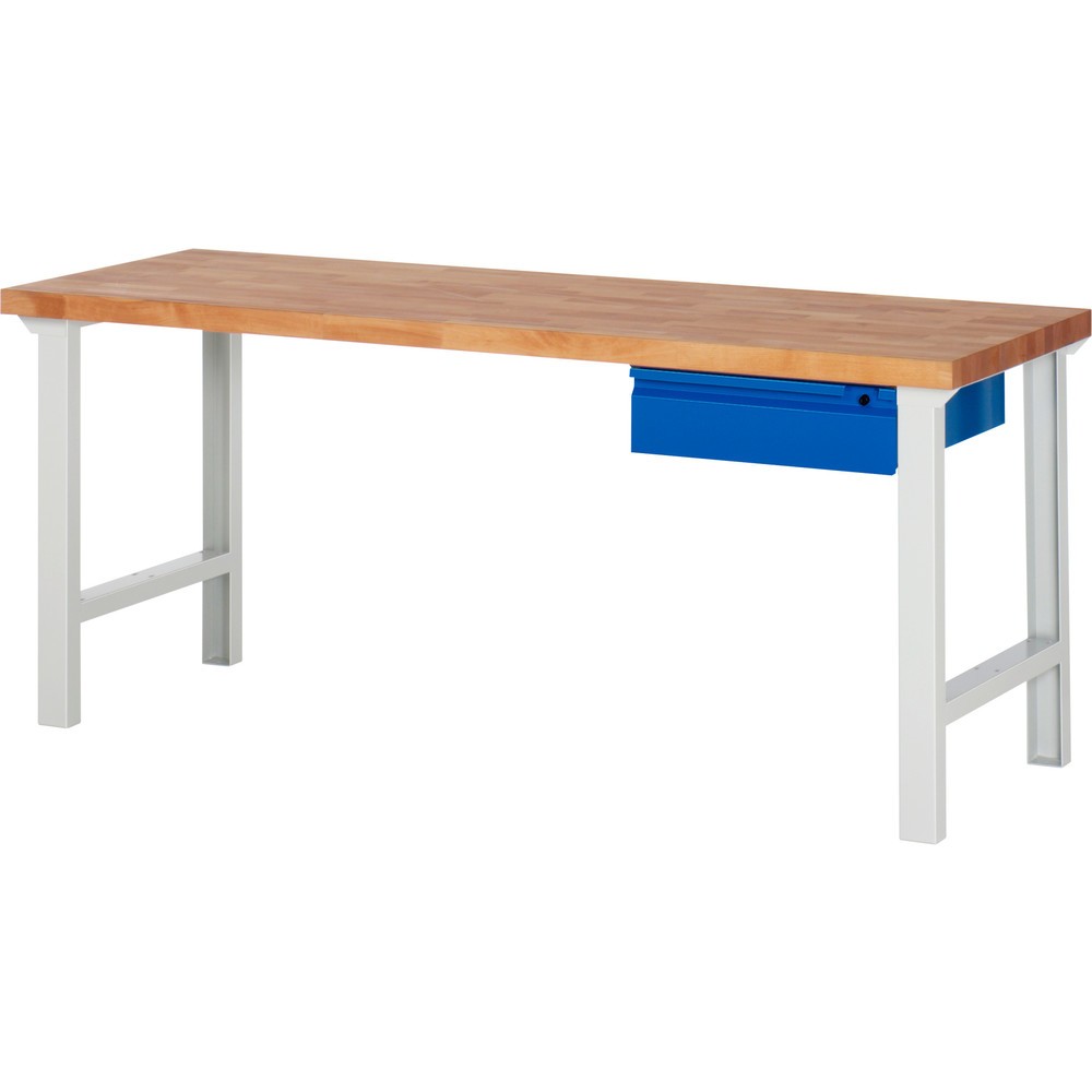 Produktabbildung: RAU Werkbank Serie 7000, HxBxT 840 x 2.000 x 700 mm, 1 Schublade, integrierte Griffleiste