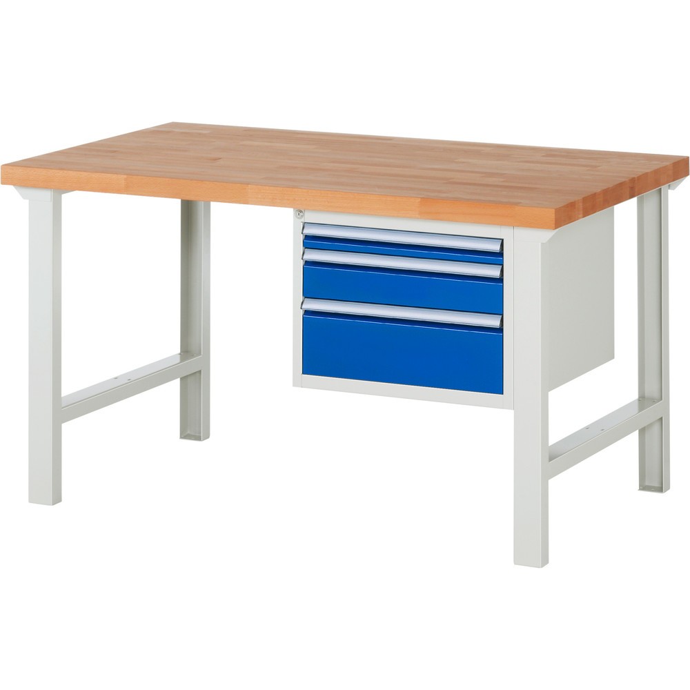 Produktabbildung Nr. 1: RAU Werkbank Serie 7000, 1 Container, HxBxT 840 x 1.500 x 900 mm, 3 x 100%-Auszug-Schubladen 1 x 60, 1 x 120, 1 x 180 mm, Schubladen-TK 100 kg