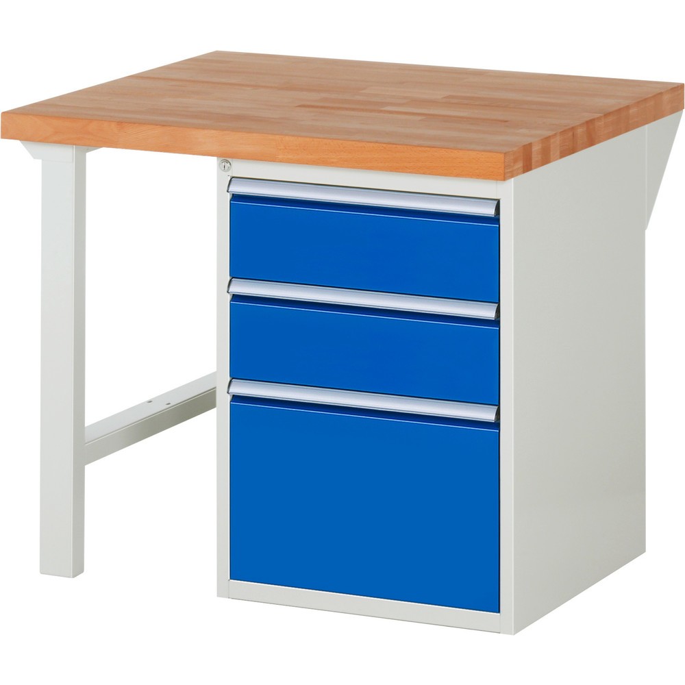 Produktabbildung Nr. 1: RAU Werkbank Serie 7000, 1 Container, HxBxT 890 x 1.000 x 900 mm, 3 x 90%-Auszug-Schubladen 2 x 180, 1 x 360 mm, Schubladen-TK 100 kg