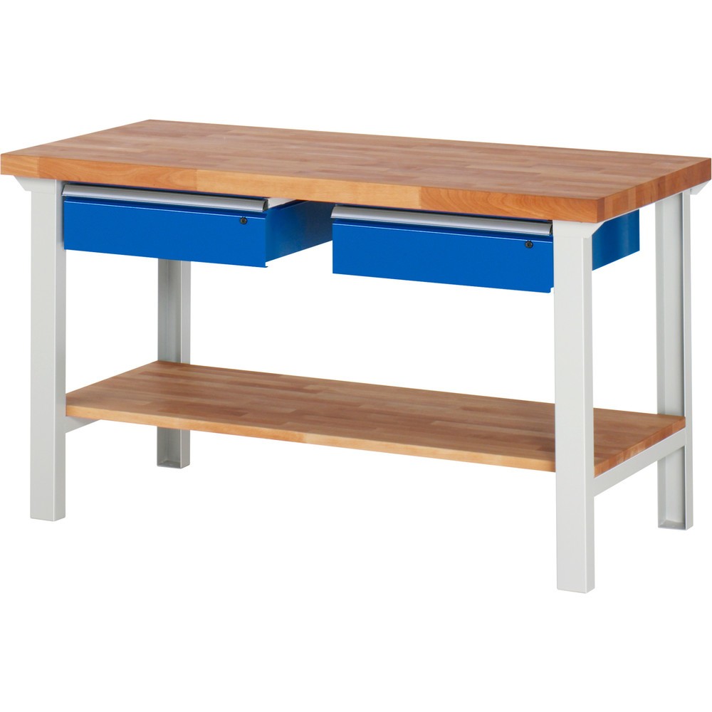 Produktabbildung Nr. 1: RAU Werkbank Serie 7000, 1 Buche-Massiv-Ablageboden, HxBxT 840 x 1.500 x 700 mm, 2 Schubladen 2 x 150 mm